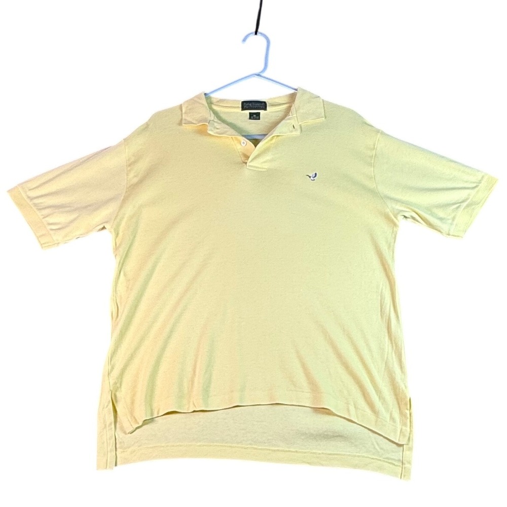 VTG‎ Flying Scotsman Polo Shirt Duck Logo Short Sleeve Casual Yellow Mens M